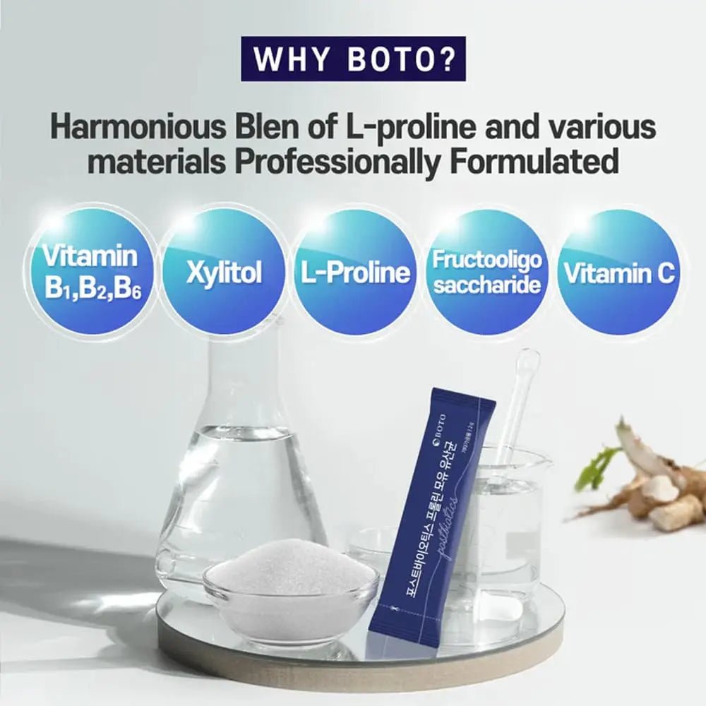 ZIOSTAND BOTO Korean Care it Probiotics Natural Prebiotics Proline Breast Milk Lactobacillus, Colon Cleanse, Immunity Support - 1 Month (30 of Pack, PostBiotics) - Maple Wellness Supplements