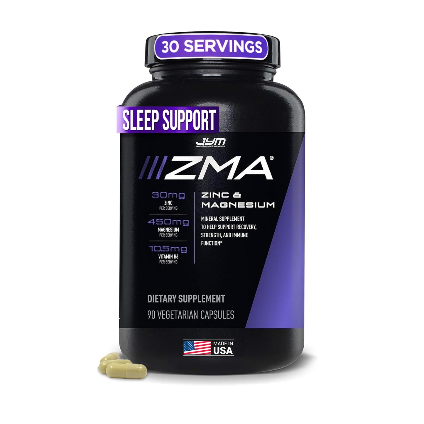 ZMA JYM, Zinc & Magnesium Supplement - Zinc, Magnesium and Vitamin B6, YM Supplement Science, 90 Vegetarian Capsules - Maple Wellness Supplements