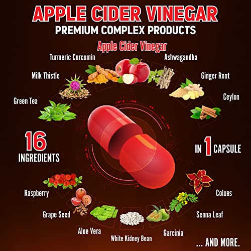 Zolotus 14x Strength Apple Cider Vinegar Capsules, Equivalent to 14500mg, with Turmeric - Maple Wellness Supplements