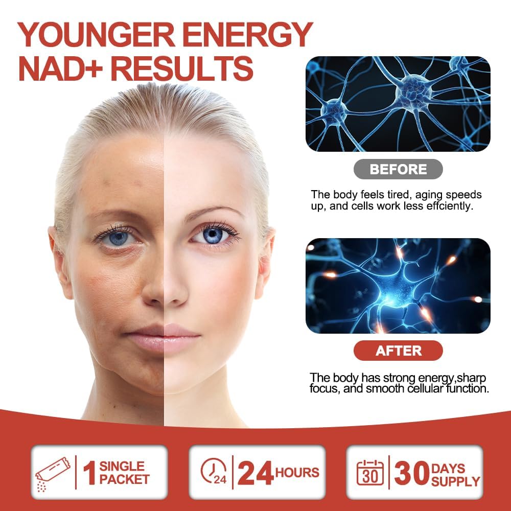 Zoone Nutra NAD Supplement 1200mg with Nicotinamide Riboside, PQQ & Resveratrol – Advanced Cellular Energy & Longevity Support – Anti-Aging Formula for Mental Clarity – 30 Packets - Maple Wellness Supplements