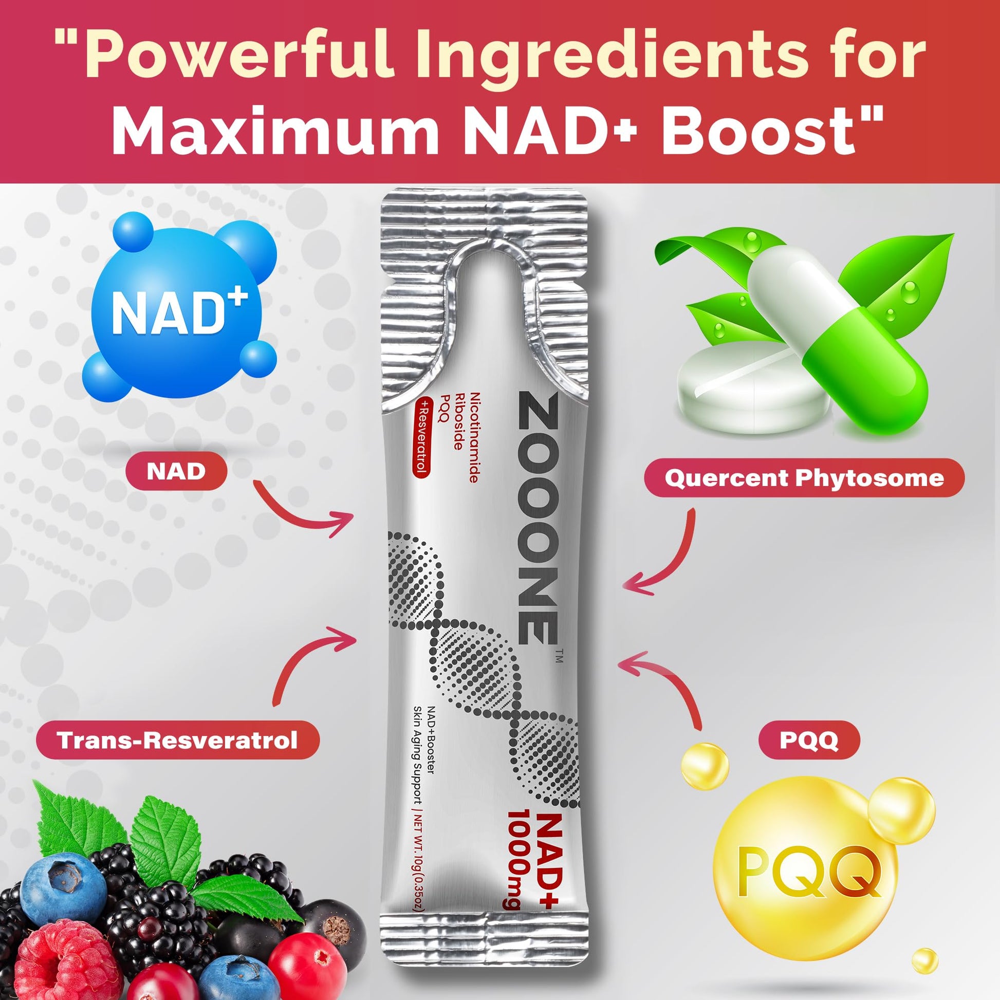 zooone- NAD+ Supplement 30pcs, Premium Nicotinamide Riboside & Resveratrol, DNA Repair & Healthy Aging， Advanced NAD Supplement for Men & Women, Boosts Cellular Energy. - Maple Wellness Supplements