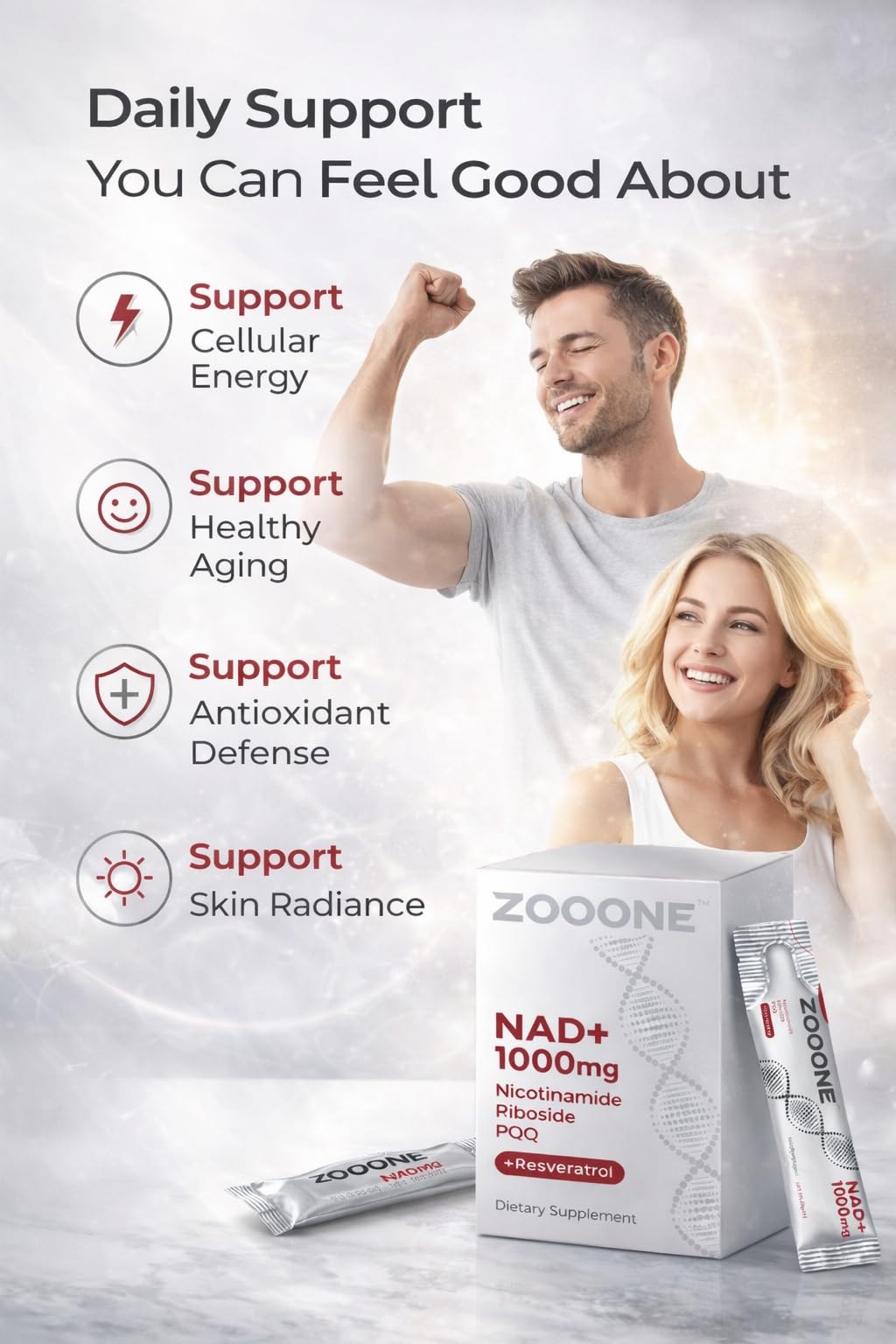zooone- NAD+ Supplement 30pcs, Premium Nicotinamide Riboside & Resveratrol, DNA Repair & Healthy Aging， Advanced NAD Supplement for Men & Women, Boosts Cellular Energy. - Maple Wellness Supplements