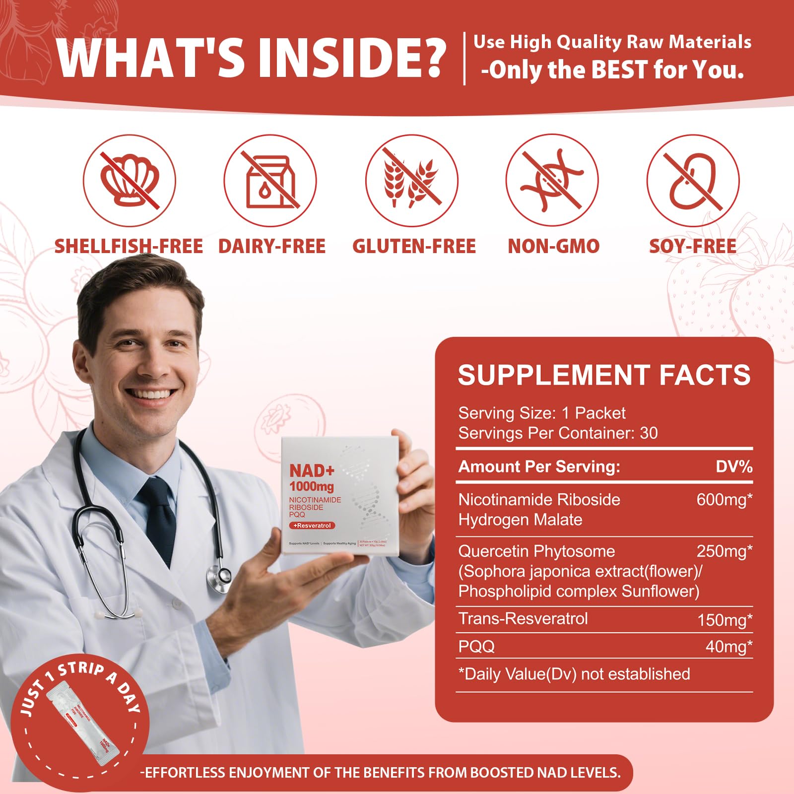 ZOROAHER 1000mg High-Potency NAD+ Liquid Supplement, Nicotinamide Riboside & Resveratrol with PQQ, Boosts Cellular Energy, Focus & Healthy Aging - 1 Pc - Maple Wellness Supplements