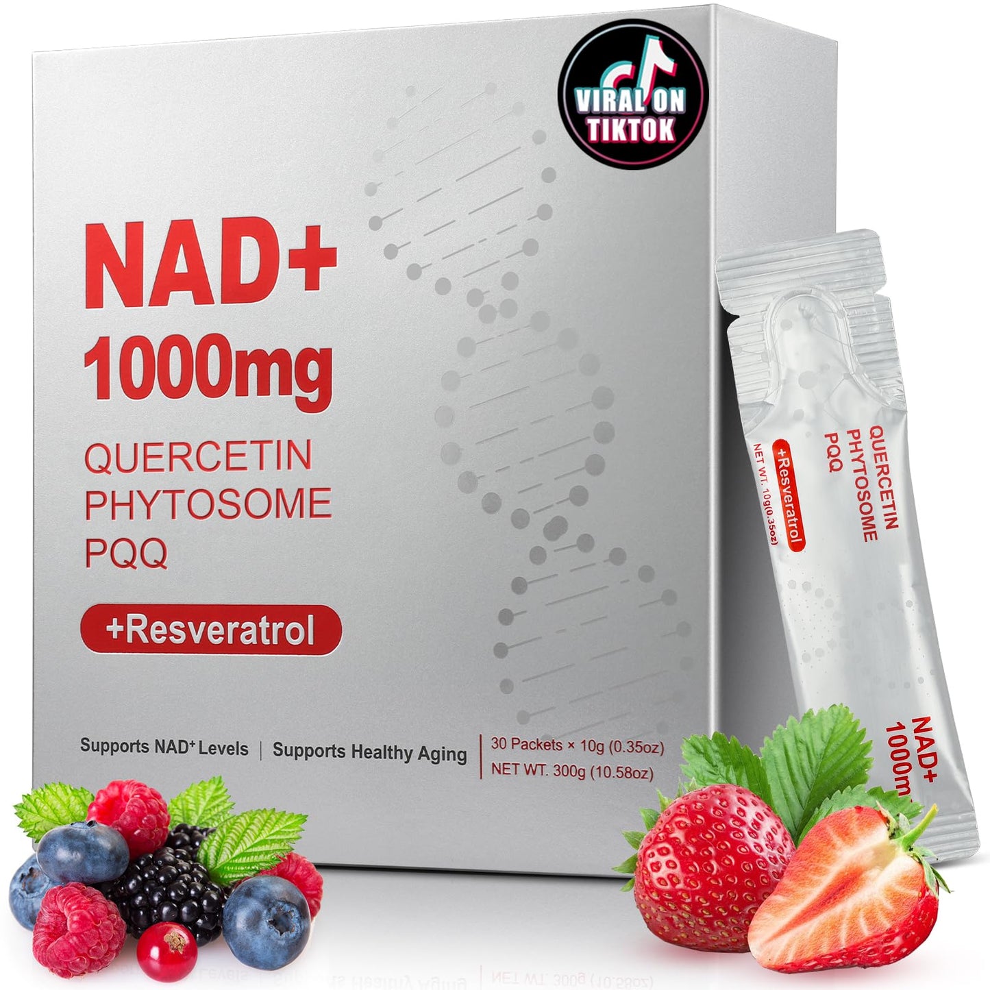 ZOROAHER 1000mg High-Potency NAD+ Liquid Supplement, Quercetin Phytosome & Resveratrol with PQQ, Boosts Cellular Energy - Maple Wellness Supplements