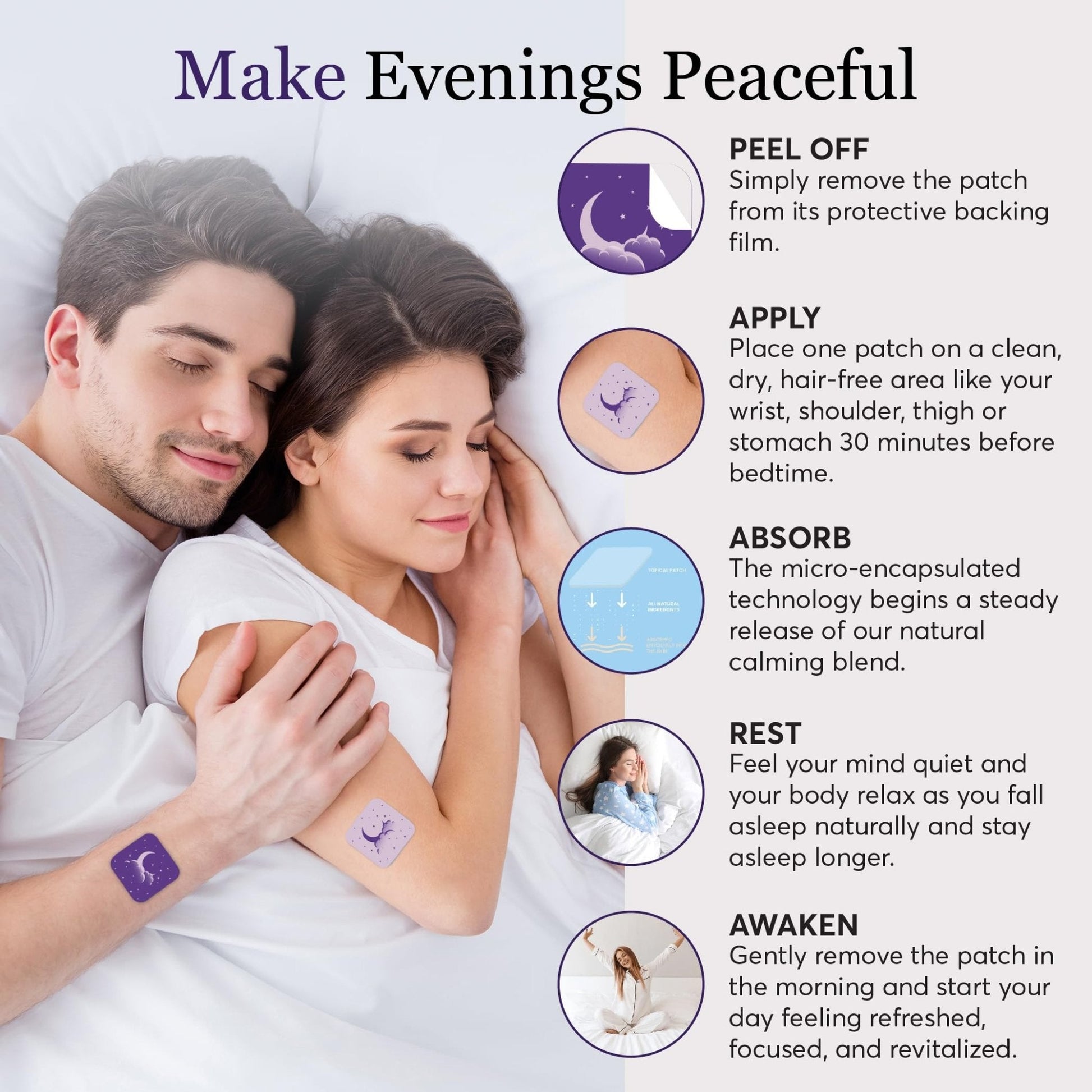 Zovira Sleep Patches for Adults, Melatonin Free with Lavender & Magnesium | Time-Release Transdermal, Aromatherapy Sleep Aid | Non-Habit Forming, Hypoallergenic, All-Night Restorative Sleep | 28 Count - Maple Wellness Supplements