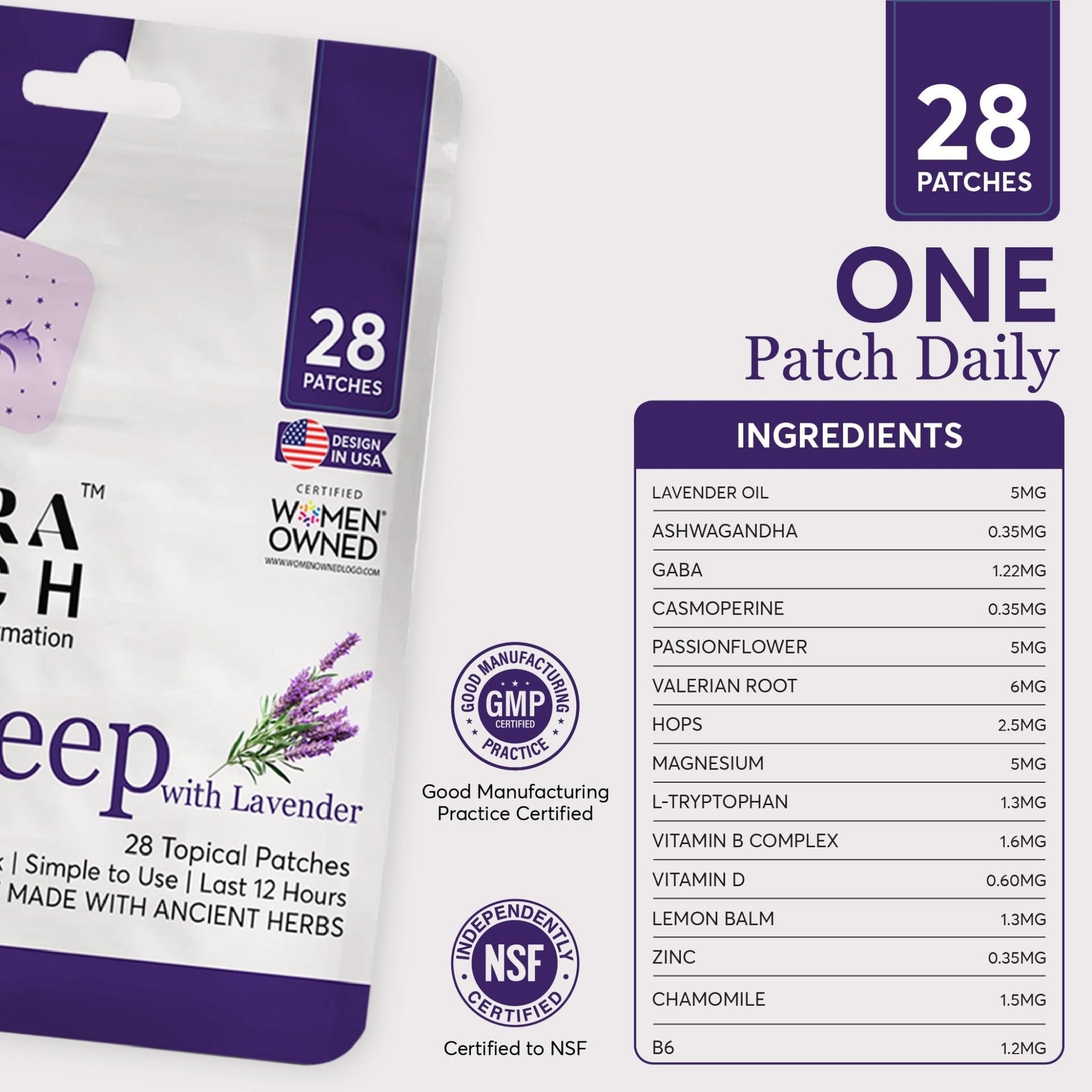 Zovira Sleep Patches for Adults, Melatonin Free with Lavender & Magnesium | Time-Release Transdermal, Aromatherapy Sleep Aid | Non-Habit Forming, Hypoallergenic, All-Night Restorative Sleep | 28 Count - Maple Wellness Supplements