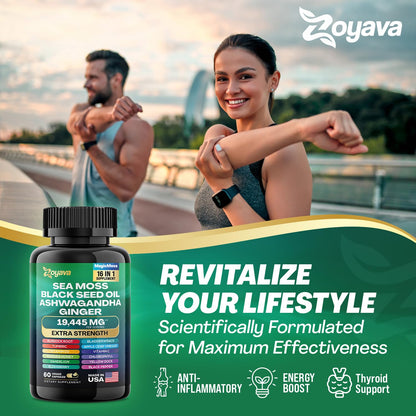 Zoyava Magic Moss Blend Sea Moss 7000mg Ashwagandha 2000mg Black Seed Oil - Maple Wellness Supplements