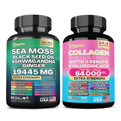 Zoyava Sea Moss 16-in-1 and Collagen 14-in-1 Bundle - Maple Wellness Supplements