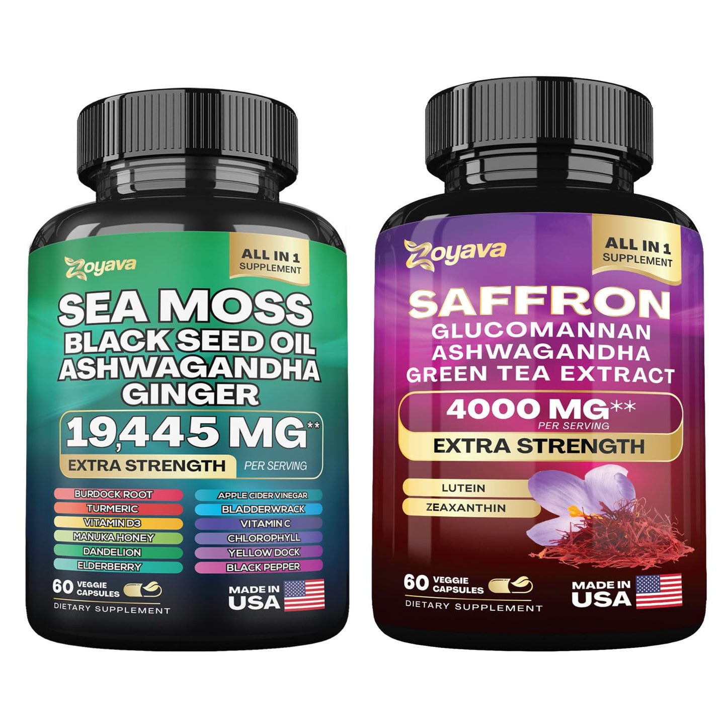 Zoyava Sea Moss 16-in-1 and Saffron 6-in-1 Bundle - Maple Wellness Supplements
