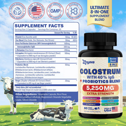 Zoyava Sea Moss 16-in-1 Blend 19,445 MG (60 Caps) and Colostrum 8-in-1 5,250 MG - Maple Wellness Supplements