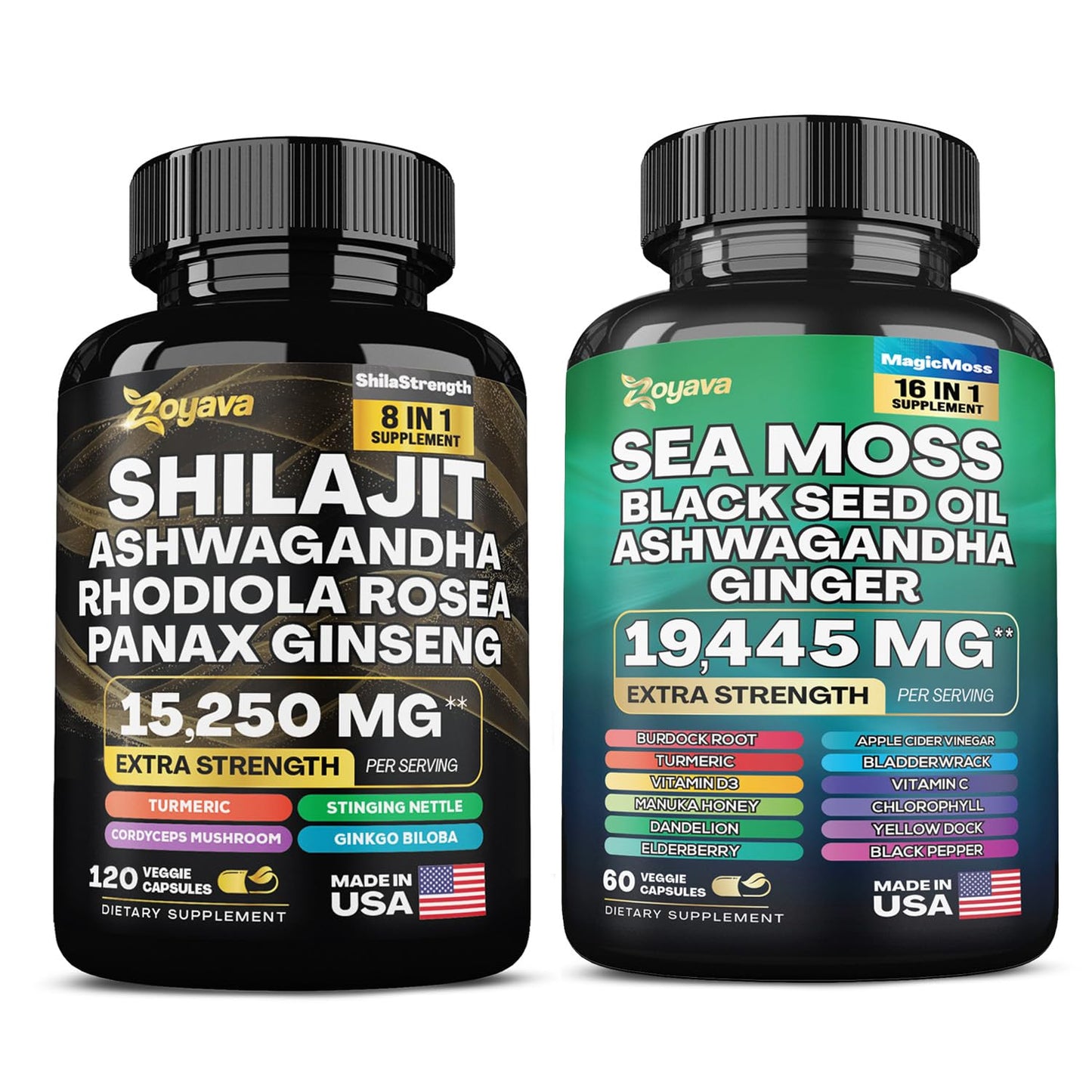 Zoyava Sea Moss Supreme16 Blend 19,445 MG and Shilajit 15,250 MG - Nature's Synergy - Maple Wellness Supplements