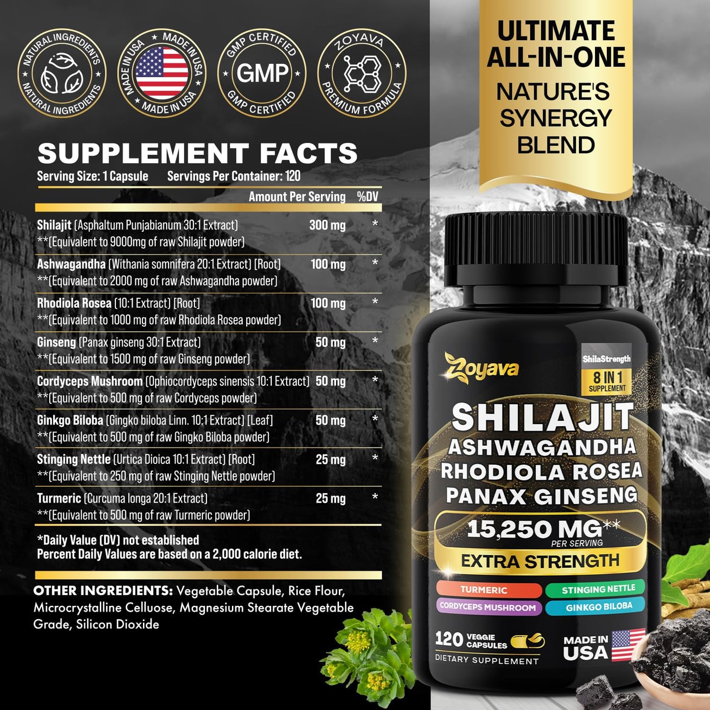 Zoyava Sea Moss Supreme16 Blend 19,445 MG and Shilajit 15,250 MG - Nature's Synergy - Maple Wellness Supplements