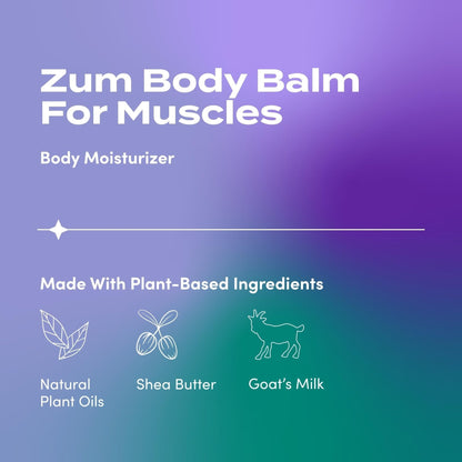 Zum Indigo Wild Body Balm for Muscles - Body Moisturizer for Women & Men - After Workout Muscle Recovery - Includes Goat's Milk, Shea Butter & Menthol - 2.5 oz - Maple Wellness Supplements