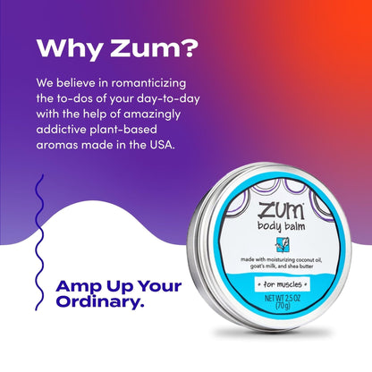 Zum Indigo Wild Body Balm for Muscles - Body Moisturizer for Women & Men - After Workout Muscle Recovery - Includes Goat's Milk, Shea Butter & Menthol - 2.5 oz - Maple Wellness Supplements
