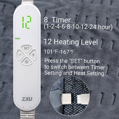 ZXU Jade Stone Heating pad, Nature Jade Electric Heating Pad for Back Pain and Cramps Relief,XL King Size Hot Heated Pad with 12 Heat Level,1-24h Auto-Off,Stay on Function, Hot Heated Pad - Maple Wellness Supplements