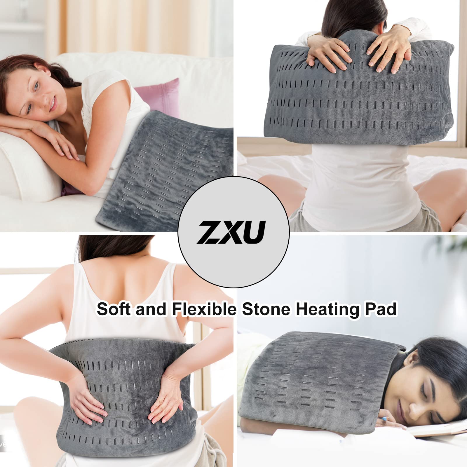 ZXU Jade Stone Heating pad, Nature Jade Electric Heating Pad for Back Pain and Cramps Relief,XL King Size Hot Heated Pad with 12 Heat Level,1-24h Auto-Off,Stay on Function, Hot Heated Pad - Maple Wellness Supplements