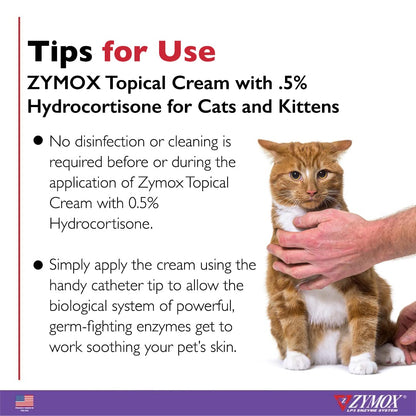 Zymox Cat & Kitten Topical Cream w/ .5% hydrocortisone - 1 oz. Tube - Maple Wellness Supplements