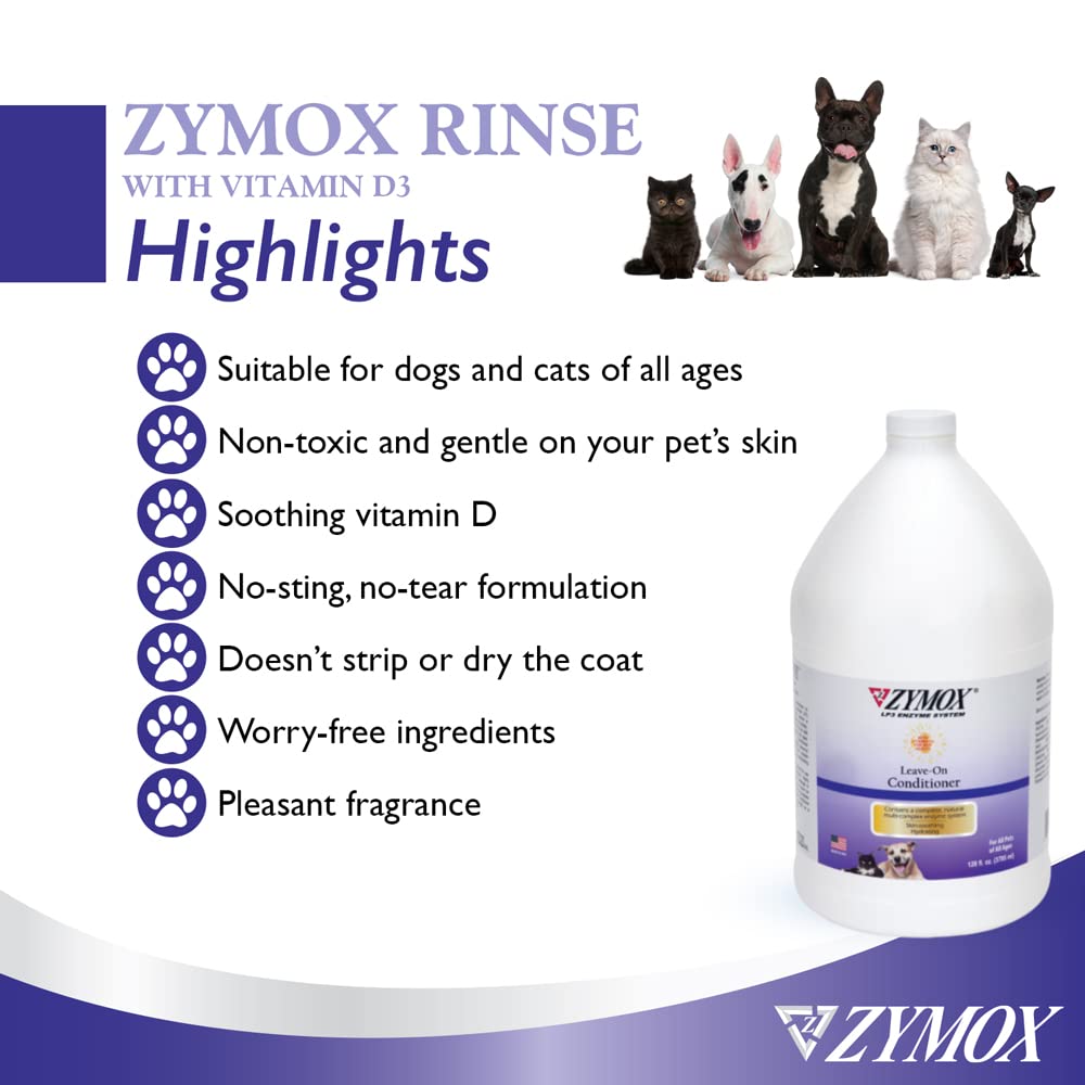 ZYMOX Leave-in Conditioner with Vitamin D3 for Cats & Dogs, 1gal - Maple Wellness Supplements