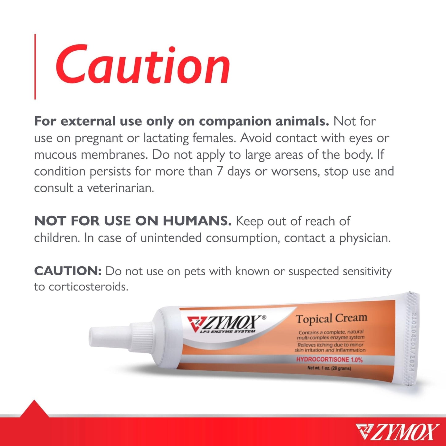 Zymox Veterinarian Strength Topical Cream with 1% Hydrocortisone for Dogs and Cats, 1oz - Maple Wellness Supplements