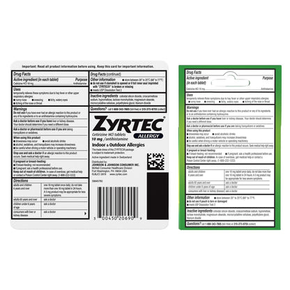 Zyrtec 24 Hour Allergy Relief Tablets, Indoor & Outdoor Allergy Medicine with 10 mg Cetirizine Hydrochloride Antihistamine, Value Bundle of one, 90 ct Bottle & Three, 1 ct Travel Packs - Maple Wellness Supplements