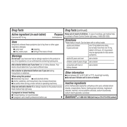 Zyrtec 24 Hour Dye-Free Allergy Relief Dissolve Tablets with 10 mg Cetirizine HCl, Citrus Flavored Antihistamine Allergy Medicine Helps Relieve Sneezing, Runny Nose, & Itchy Eyes, 24 ct - Maple Wellness Supplements
