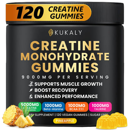 ZyterX Creatine Monohydrate Gummies for Men & Women, 9000MG Creatine Gummies Sugar Free with L-Taurine, BCAA 2:1, B12 B6 for Boost Strength, Focus & Endurance, - Maple Wellness Supplements