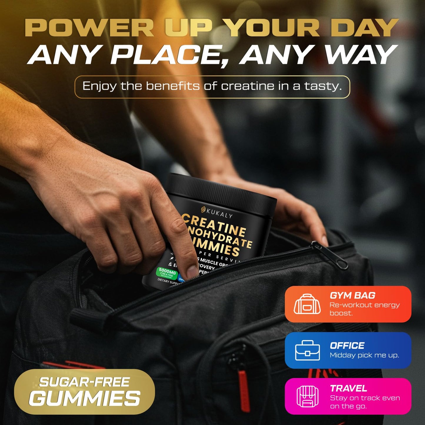 ZyterX Creatine Monohydrate Gummies for Men & Women, 9000MG Creatine Gummies Sugar Free with L-Taurine, BCAA 2:1, B12 B6 for Boost Strength, Focus & Endurance, - Maple Wellness Supplements