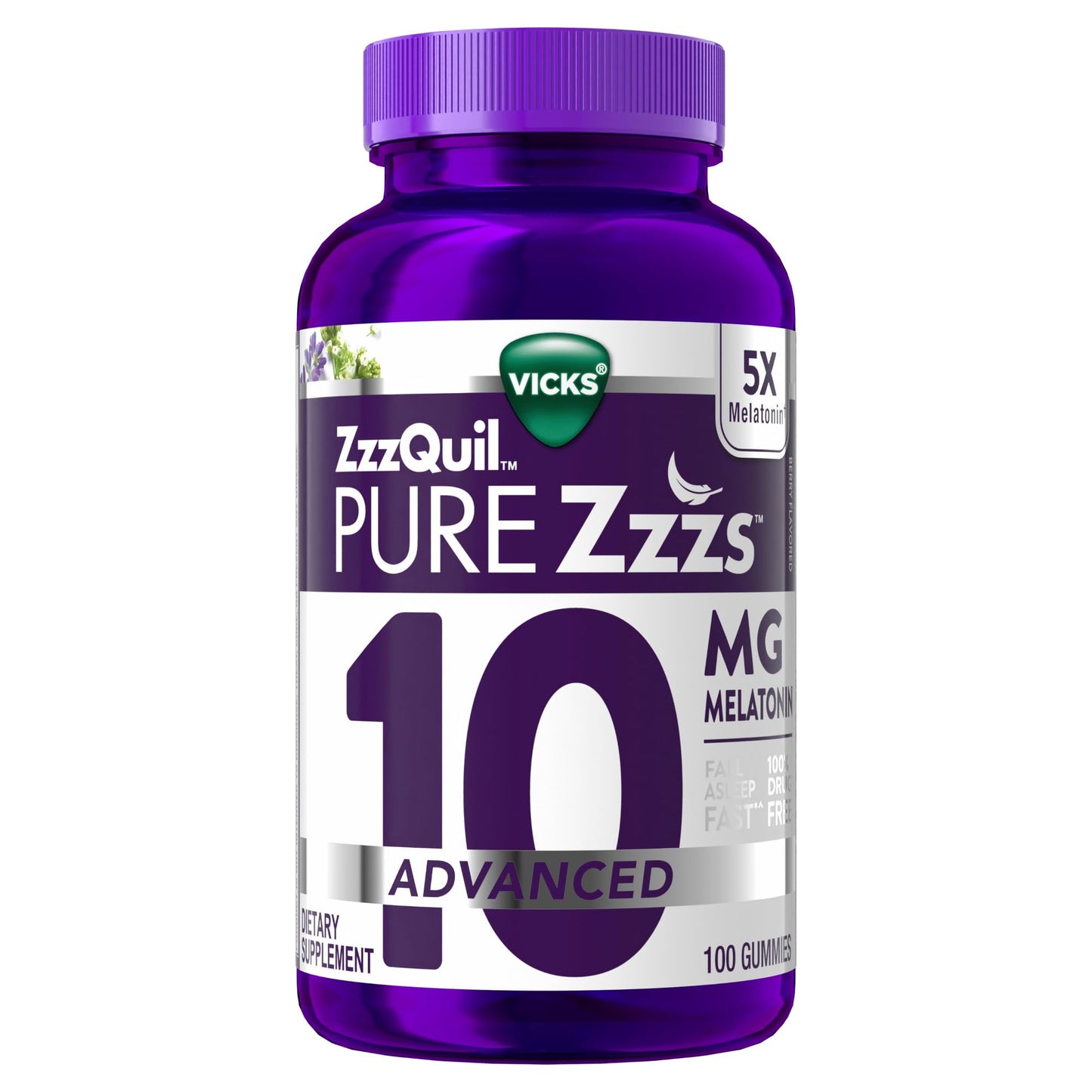 ZzzQuil Pure Zzzs Advanced Melatonin Gummies, Melatonin 10mg, Sleep Aid, with Chamomile & Lavender, Melatonin Sleep Gummies, Sleep Aids for Adults - Maple Wellness Supplements